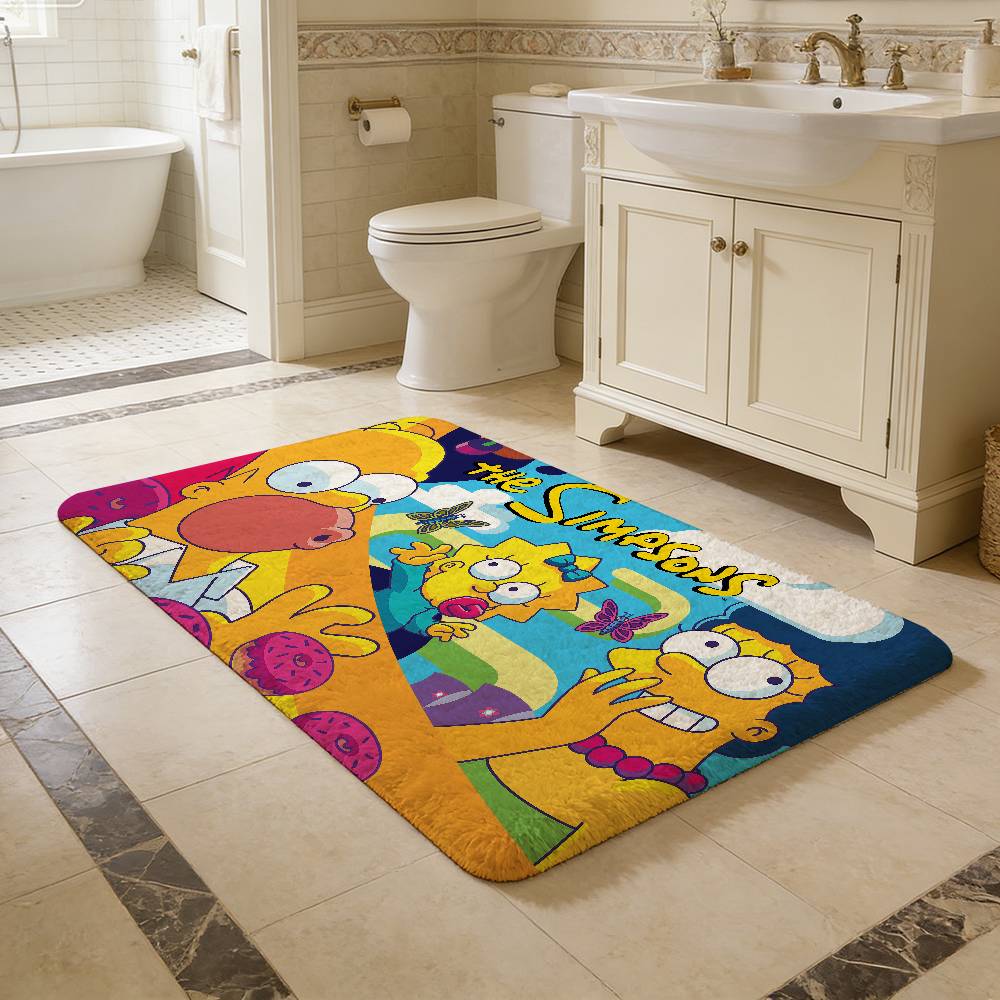Funny S-Simpsons Cartoon Entrance Door Mat Washable Non-Slip Living Room Sofa Chairs Area Mat Kitchen Welcome Doormat