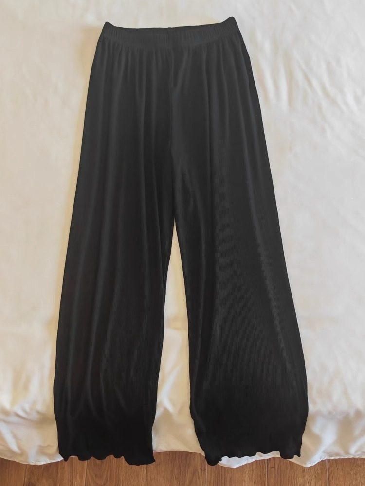 

Ultra-Slim Casual Pants: Women’s Modal Wide-Leg Pajamas for Home or Out, Summer Lightweight Style 2XL (suggested 135-160 jin) чёрный