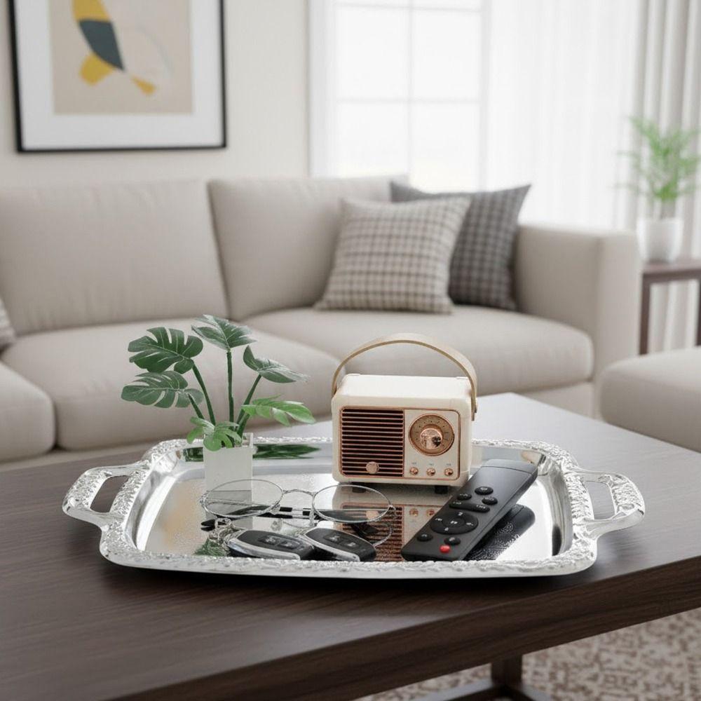 Stainless Steel Bread Tray Metal Food Platter Durable Display Tray Home Decoration