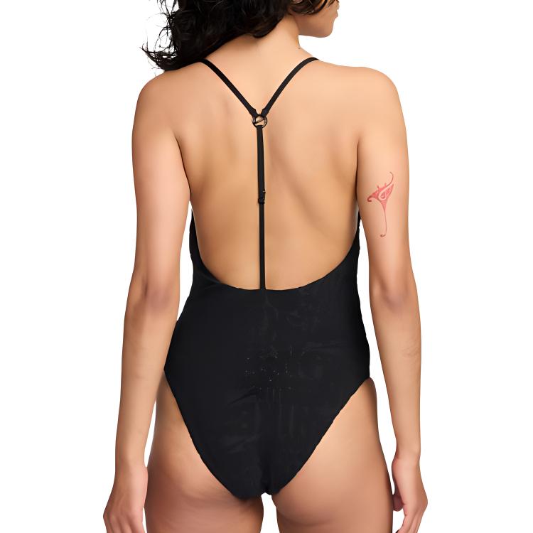 Nike Swim Retro Flow Comfortable Solid Color One-Piece Swimsuit Women swimsuit Black NESSE244-001