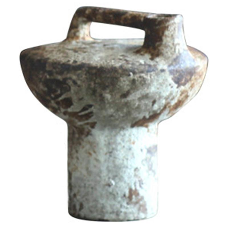 HHO-Vintage Handmade Wabi-Sabi Style Vase Rough Flower Arrangement Vintage Handmade Pottery Dried Flowers Pottery