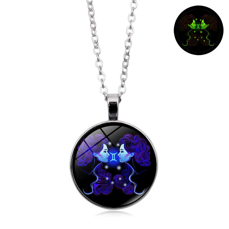 Luminous Twelve Constellations Time Retro Jewelry Student Couple Birthday Gift Pendant Necklace