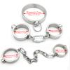 Těžká nerezová ocelová pouta na ruce a kotníky Set Otrok Omezovací sada Kovový obojek Odnímatelná pouta Sexuální hračky pro páry