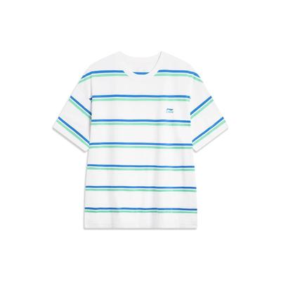 Striped Loose Short Sleeve T-Shirt Unisex Tops Blue Green AHST597-4