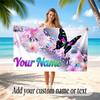 Butterfly Theme Soft Beach Towel Personalized Custom Name Text Towel Portable for Beach Pool Travel