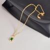 Trendy L182 Blue-Green-Purple Gemstone Necklace for Women - 18K Gold-Plated Stainless Steel Hip Hop Clavicle Chain