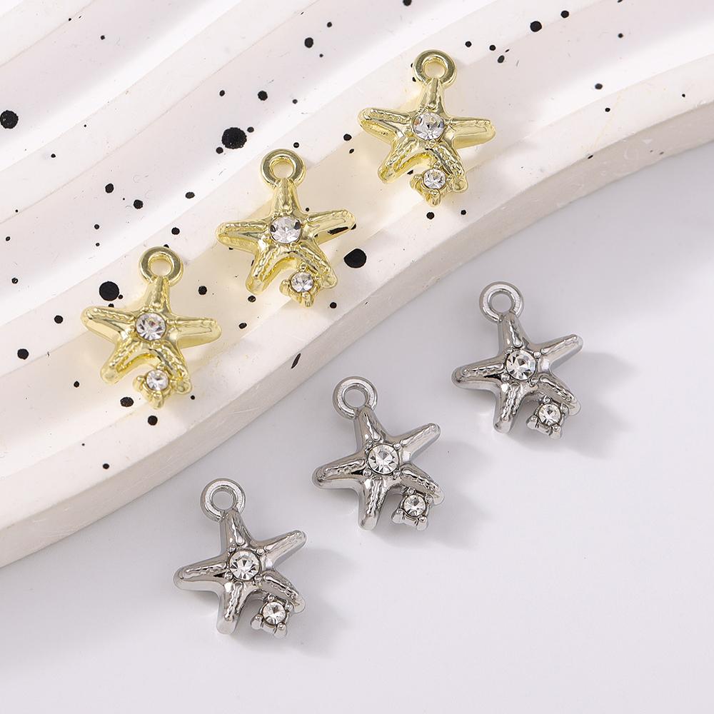 5pcs Cute Rhinestone Starfish Charms Pendants for Necklace Earrings Bracelet DIY Handmade Jewelry Making Accessories