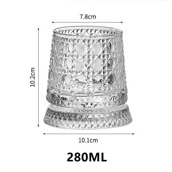 280ML Rotating Whiskey Glass Creative Crystal Premium Beer Cup Str Relief Liquor Cup With Base Straight Drink Mold Wine Glass