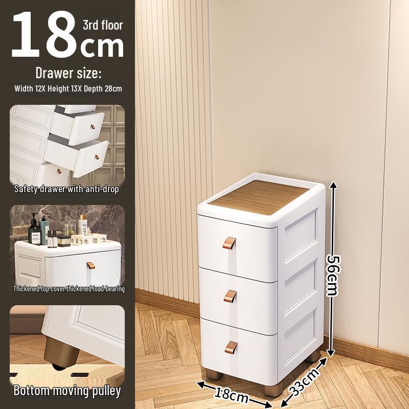 Gap Narrow Edge Multi-Layer Movable Storage Cabinet with Drawer for Kitchen, Available in 18/25/30cm Sizes