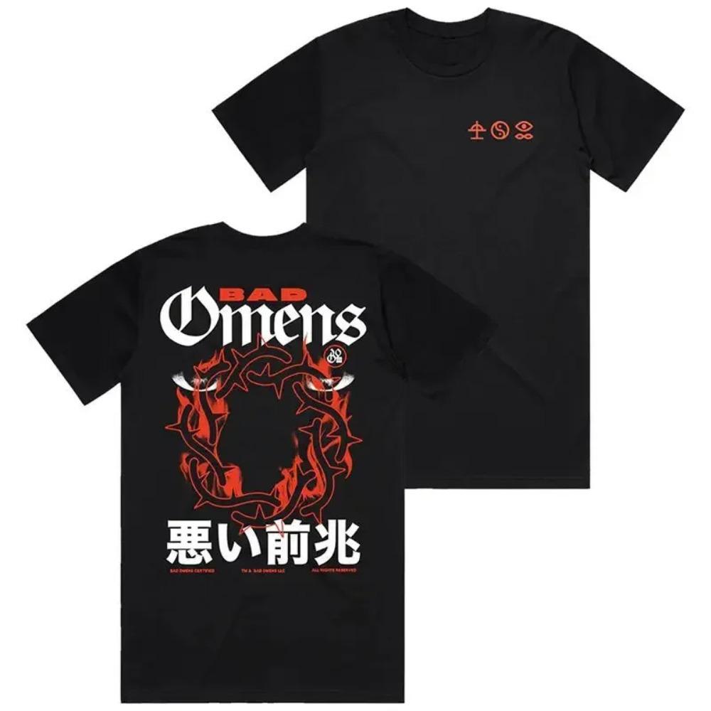 Bad Omen Band Metal Core Rock American Vintage Loose Casual Print Short Sleeve Unisex  Summer Fashion Crew Neck T-Shirt