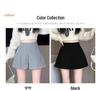 Women's Gray Retro Woolen Booty Shorts - Autumn/Winter Casual Straight Wide Leg Pants