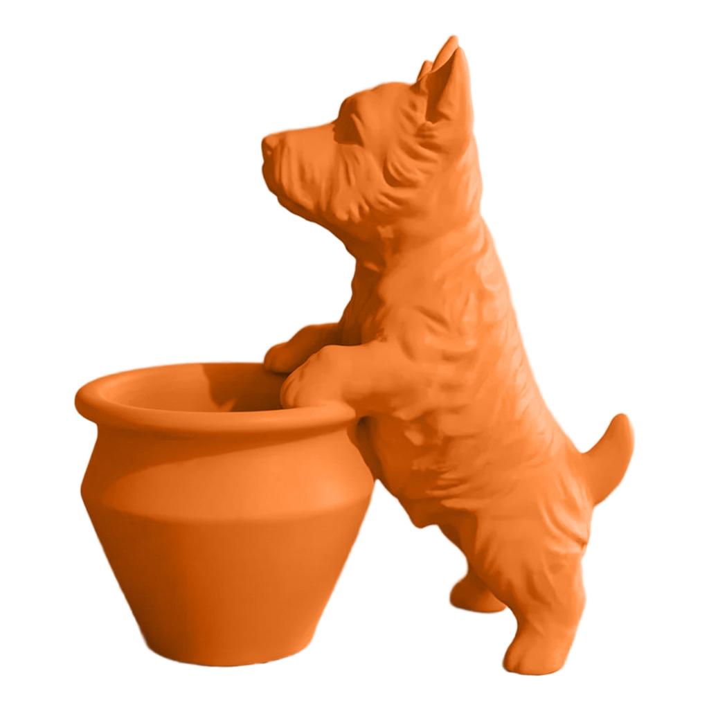 18CM West Highland Terrier Dog Planter Decorative Resin Flower Pot Holder Indoor Outdoor Garden Accent with Detailed Figurine Design