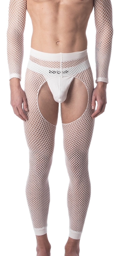 White Cacci Net Leggings - Barcode Berlin - Bodysuit
