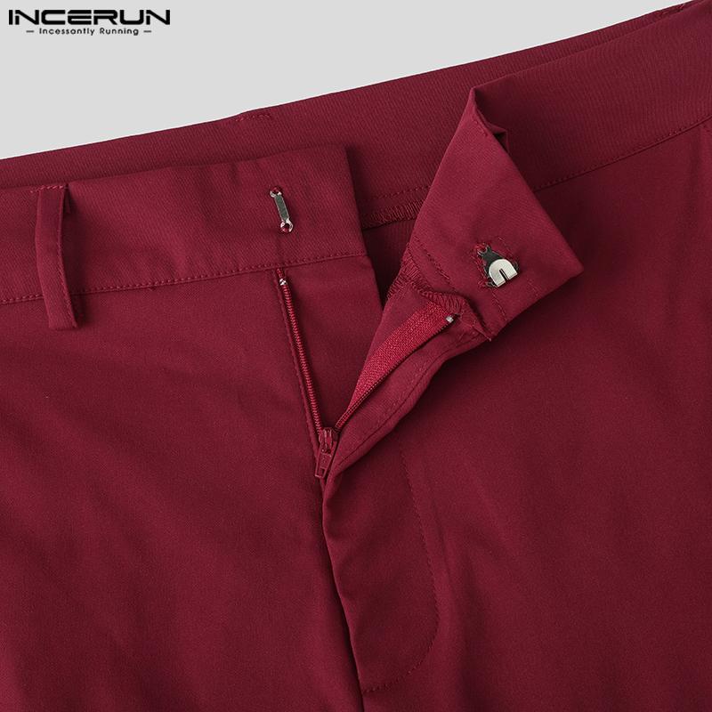 INCERUN Men Zip-up Waist Solid Color Irregular Ruffled Casual Long Harem Pants Trousers
