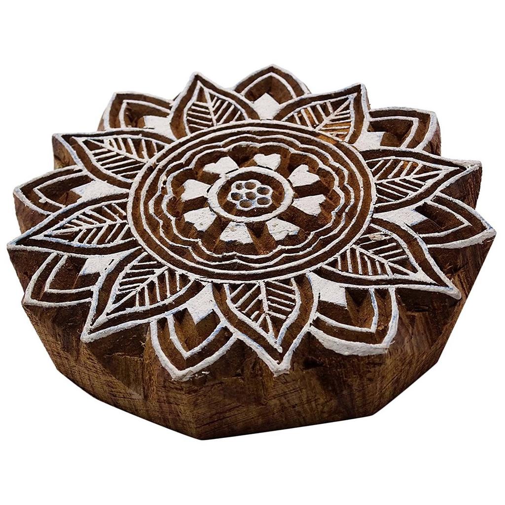 Floral Indian Scrapbook Stempel Holz Druckblock Kunst braun Briefmarken für