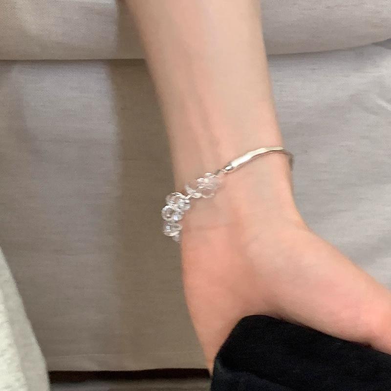 PANJBJ 925 Sterling Silver Crystal Bead Bracelet For Women Irregular Asymmetric Fashion Versatile Sweet Jewelry Gift Dropship