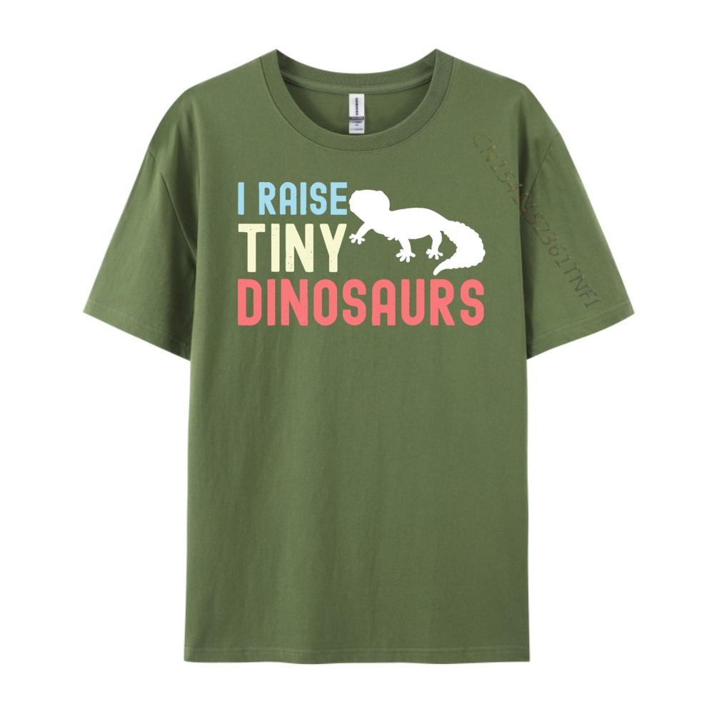 I Raise Tiny Dinosaurs Funny Leopard Gecko Mom Dad Reptile Green And White Graphic T Shirt SKINFRIENDLY Mens Shirt Hip Hop