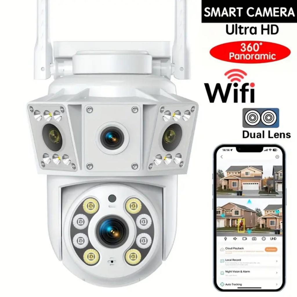 Dual Lens 6MP WiFi Security Camera, PTZ Wireless Home Security Camera,2.4/5GHz Wireless Camera, Video Surveillance for Home CCTV Security (NO Plug)
