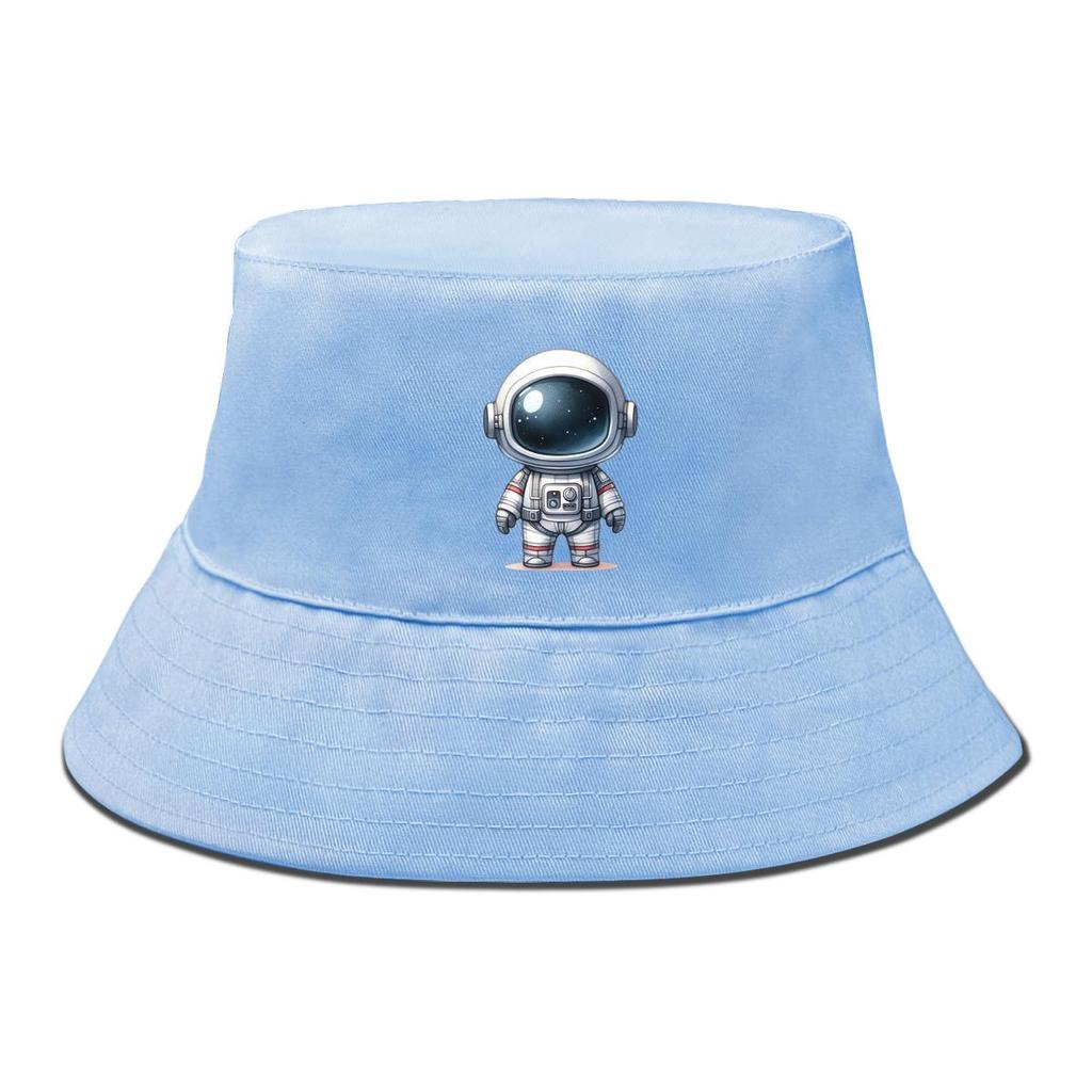 Little Astronaut Print Bucket Hat , Men's Hat Wide Brim Simple Reversible Beach Cap