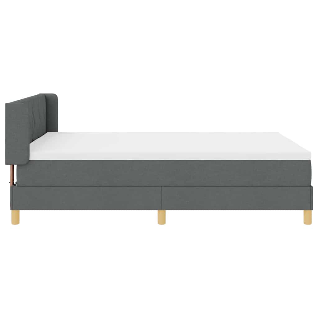 Box Spring Bed with Headboard Dark Grey 200 X 140 Cm Fabric