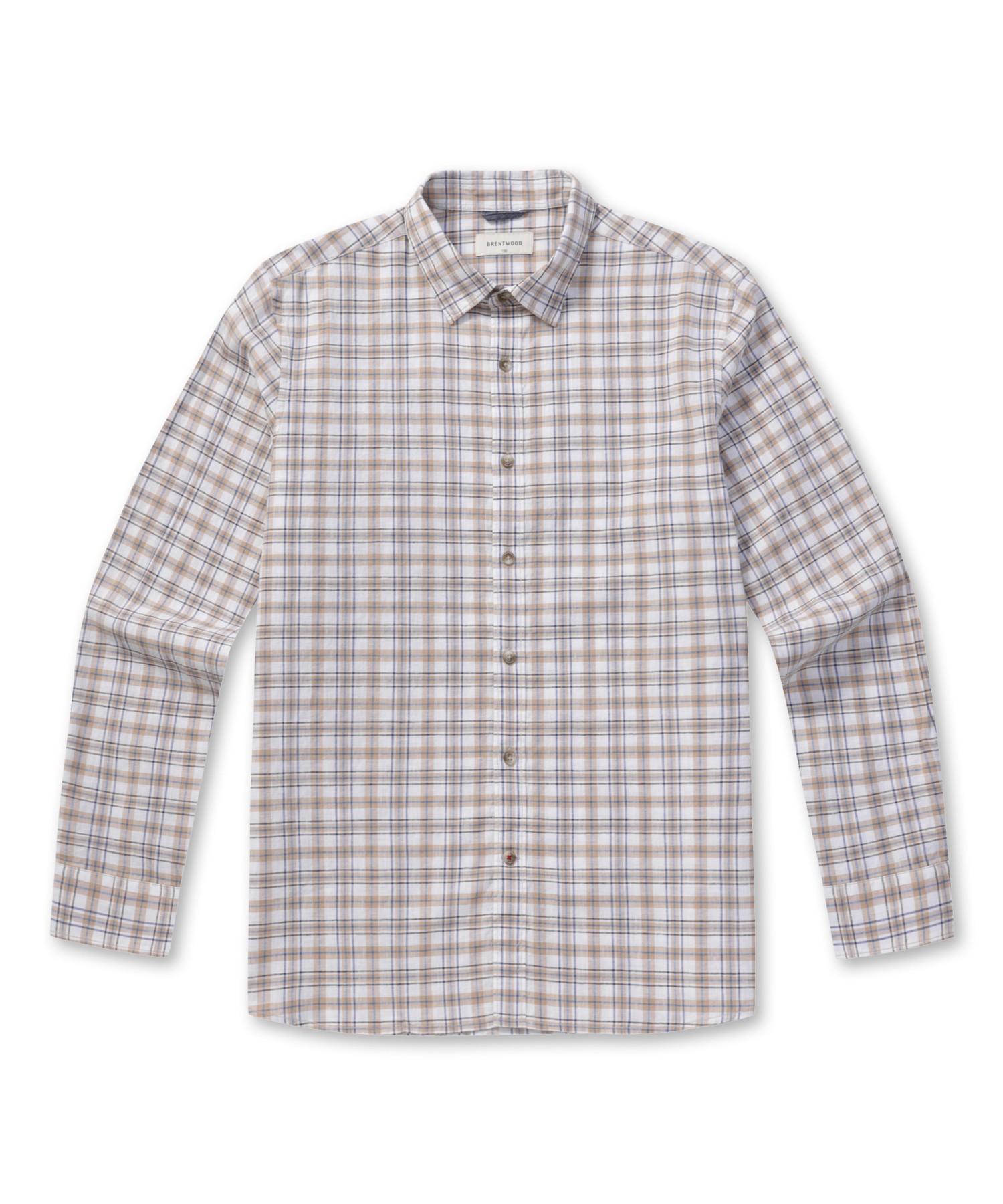 Повседневная рубашка в клетку Brenwood Linen Multi-Check Brsam25452Bex Beige/95