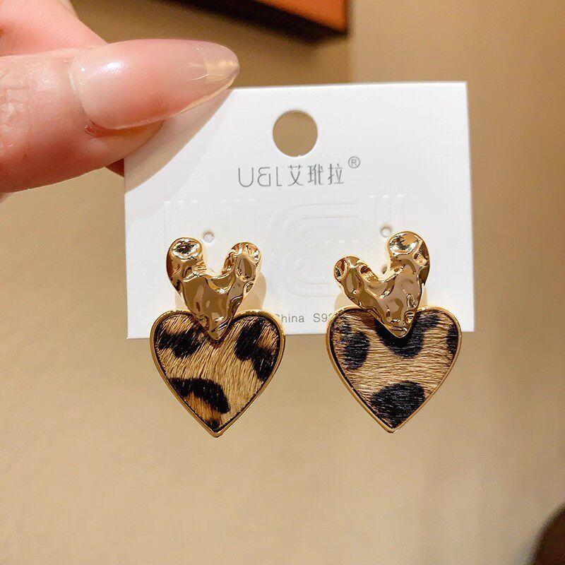 Leopard Print Earrings for Women, Hong Kong Style, High-End and Elegant Earrings, European and American Design Earrings, Sexy and Fashionable Earrings