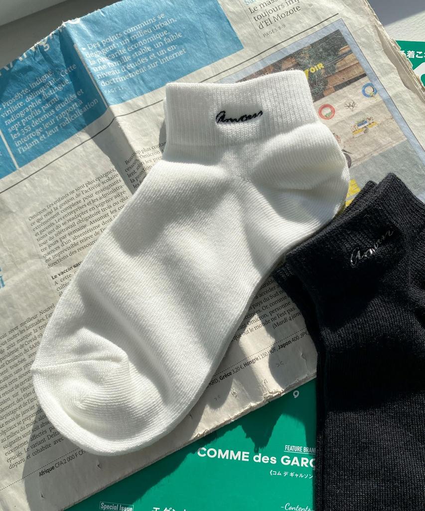 WEGO Ankle Socks with Foot Short School Student Sizes Logo Embroidery Women's Covers, Socks, Gift, Socks, Spring, Summer, Autumn, Winter, 23cm-25cm,