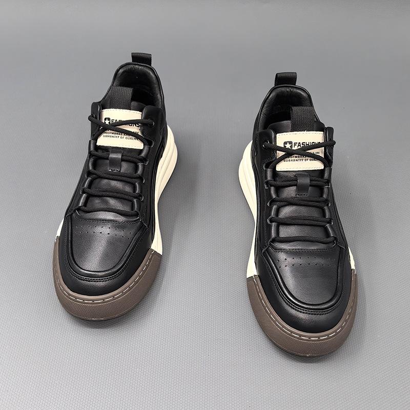 Winter Men'S High-Top Board Shoes Men'S Leather Shoes European Station Men'S Shoes British Style Casual High-End Cotton Shoes