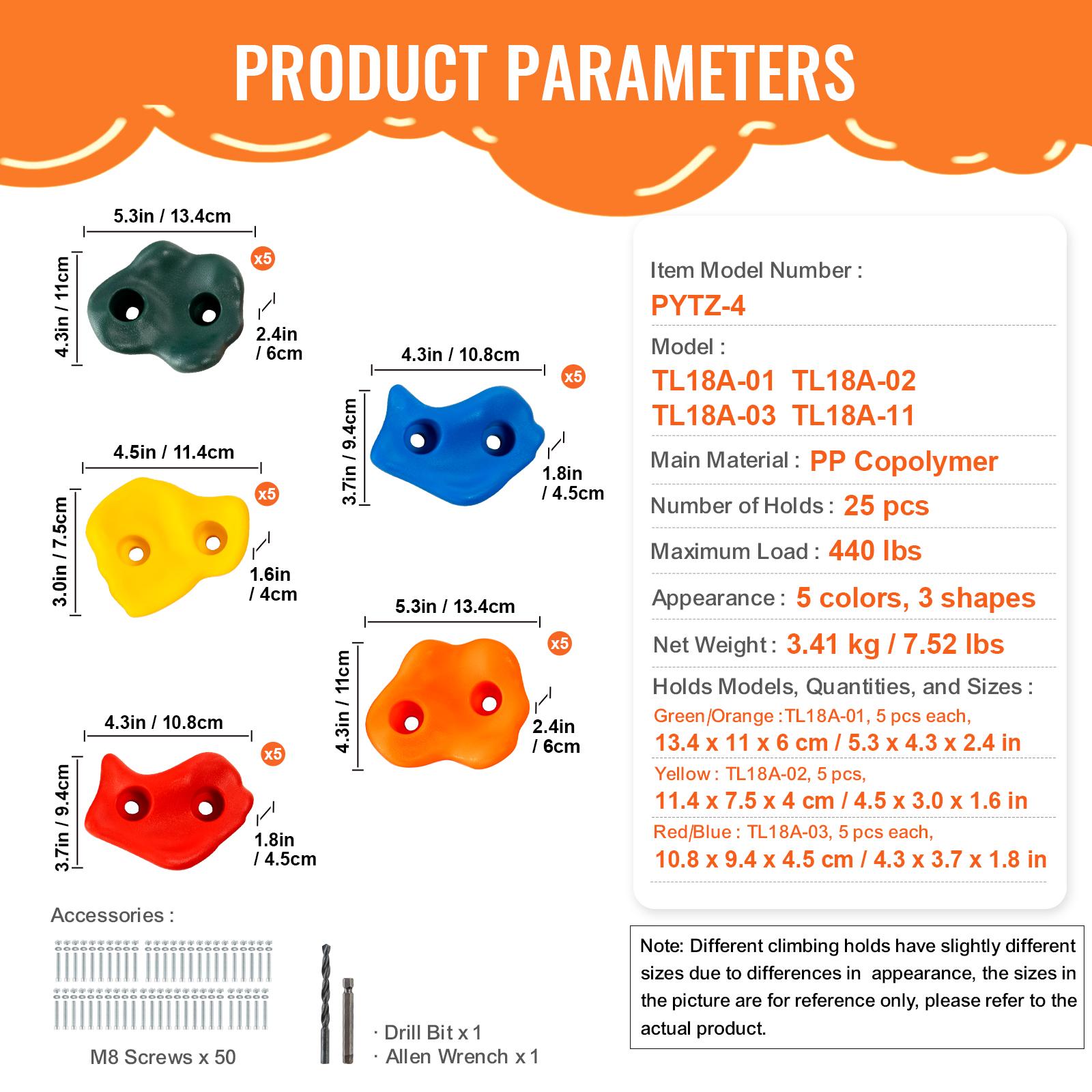 

SucceBuy 32 Rock Climbing Holds Multi-Size and Multi-Colored Rocks Kids and Adults for Indoor and Outdoor Playground Play Set