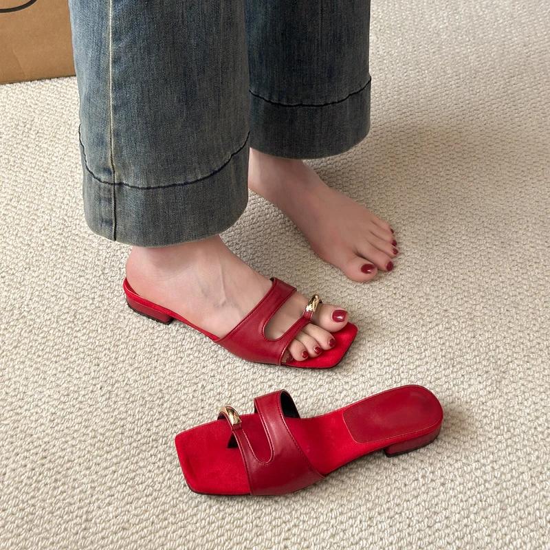 Fashion Red Women's Slippers 2025 Summer New Fashion Platform Roman Sandals Women Casual Beach Outdoor Slippers Women Flip Flops