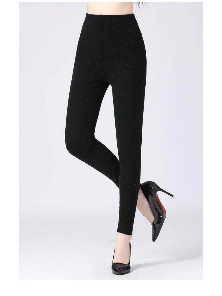 Women's High-Waist Slim Fit Cashmere Leggings - Warm and Trendy for Autumn/Winter 2021