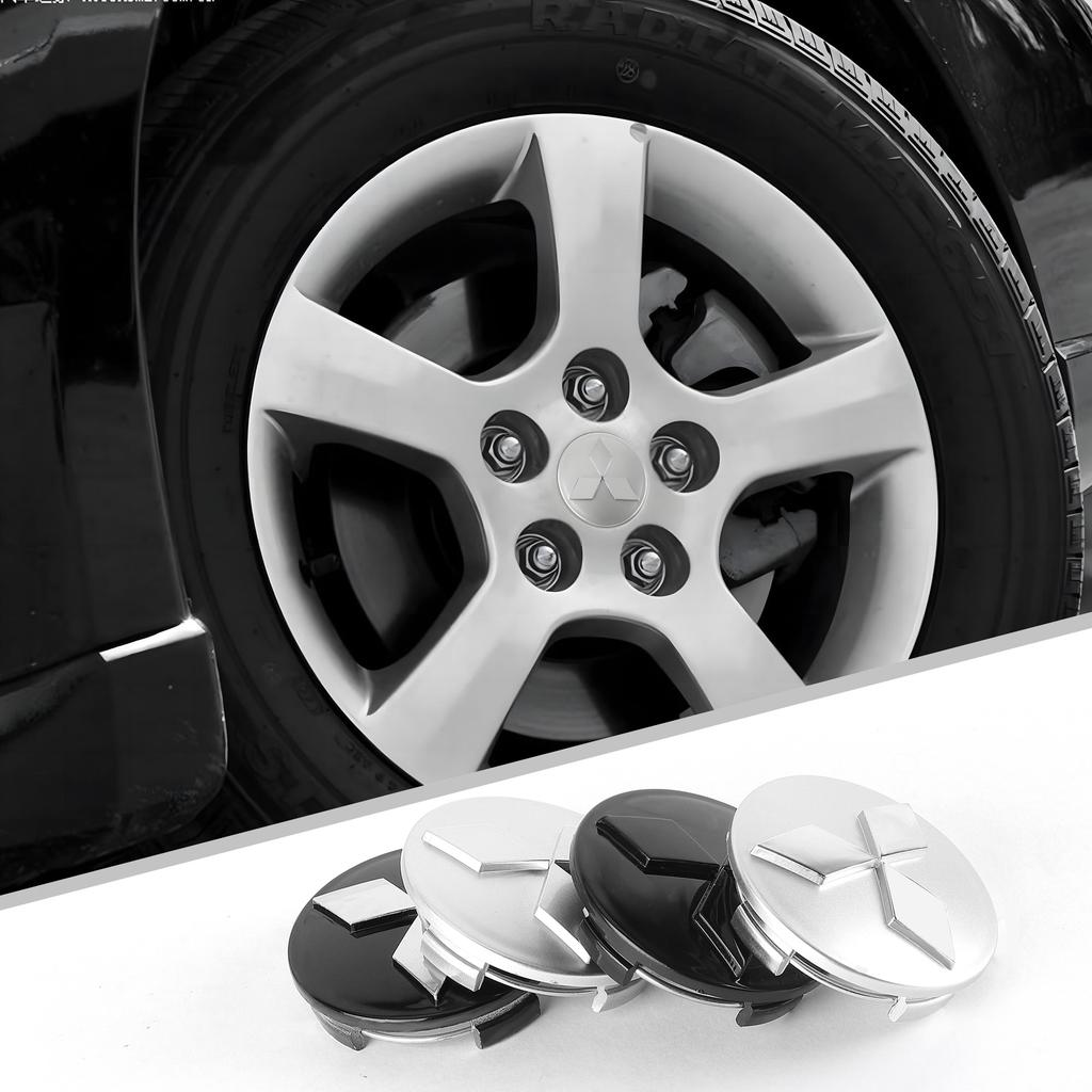 Tapacubos Originales 4 Piezas 60MM Logo Emblema para Rueda Central de Mitsubishi Ralliart Pajero EX Lancer Outlander Competition