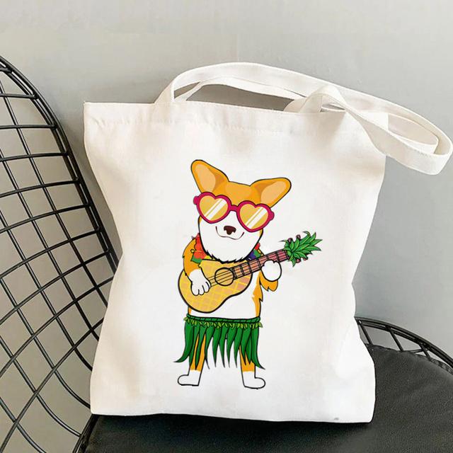 Shopper Watercolor Design For Corgi Lovers Bag Harajuku Women Shopping Bag Canvas Shopper Bag Handbag Tote Bag Shoulder Lady Bag