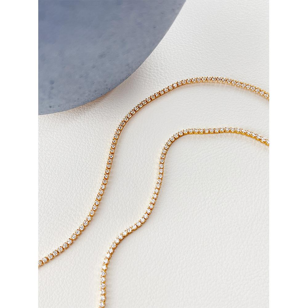 Peri'sBox 1mm Cubic Zirconia Chain Necklace Dainty Super Thin Tennis Choker Necklaces Jewelry for Women Donna Collane Hot