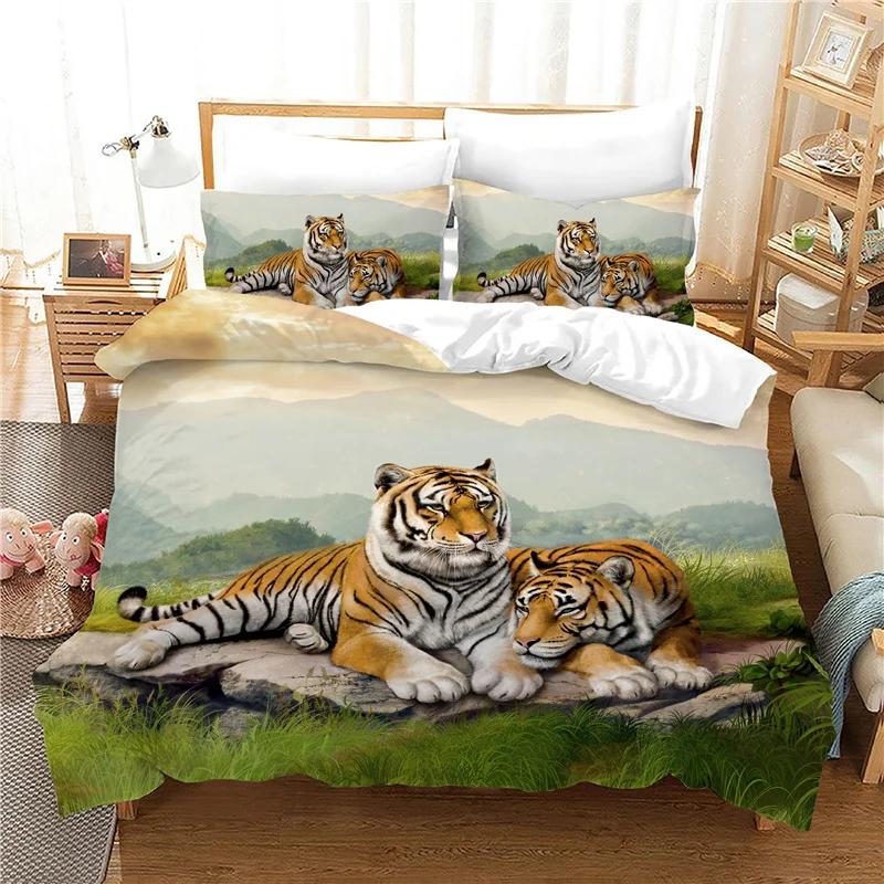 Dropshipping Bedding Sets 100% Print 3d Tiger Duvet Cover Set Double Bed Bedroom Set Beddings 3pcs Quilt Cover Pillowcase Animal