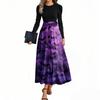 Women's Fashion Casual Belted Long Sleeve Round Neck Halloween Printed Elegant Temperament Dresses