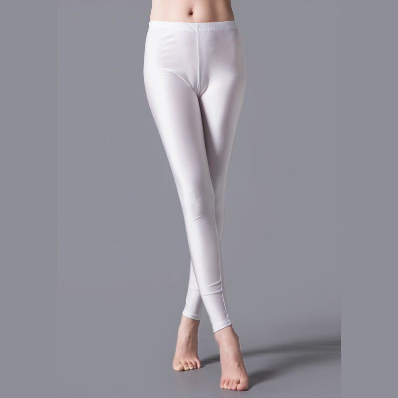 Glossy Fluorescent Leggings: Smooth, Solid Color Dance Performance Pants