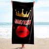 1PC Custom Name Royal Lip Crown Beach Towel Highly Absorbent And Sand-Resistant Towel for Swimming, Pool, Yoga, And Travel Lightweight