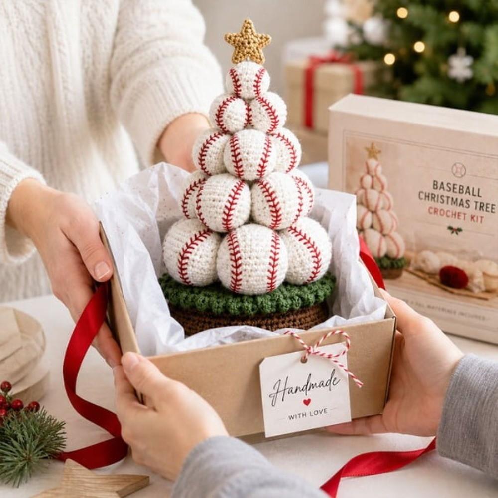 3D Crochet Christmas Tree Kit Multi-layered Basketball Sports Ball Christmas Tree Material Kit DIY Handmade