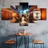 Japan Street Night Scene 5 Piece Five Panel Wall Canvas Print Modern Art Poster Picture Home Decor Gift For Him For Her