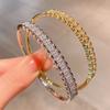 Zircon Inlaid Yellow and White Color Separated Bracelet, Cuban Bracelet, Light Luxury High-end Tennis Bracelet