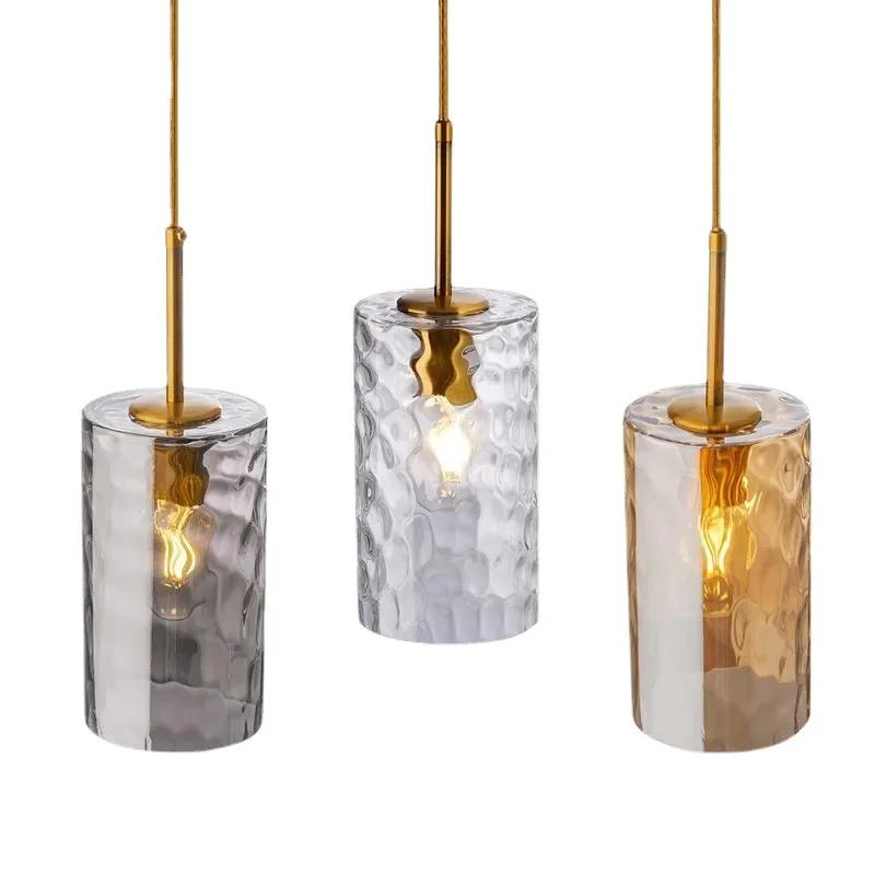 Modern Dining Table Pendant Lights Indoor Bedroom Bedside Creative Personality Staircase Water Ripple Glass Nordic Led Lamps