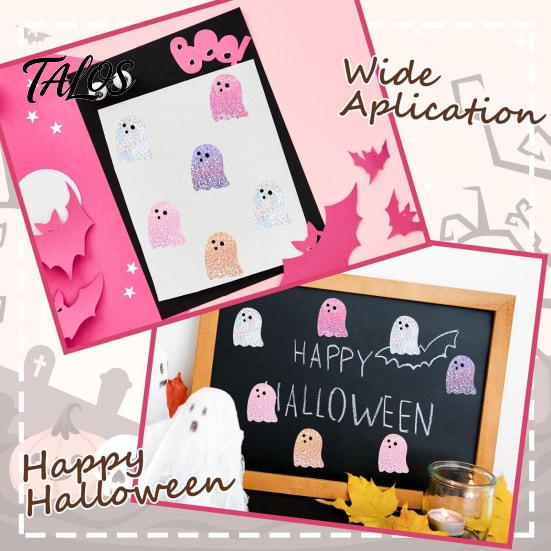 Self Adhesive Stationery Stickers Halloween Glitter Ghost Roll, Self-adhesive Decorative Labels, Classroom Art And Craft Projects Sparkly Decals