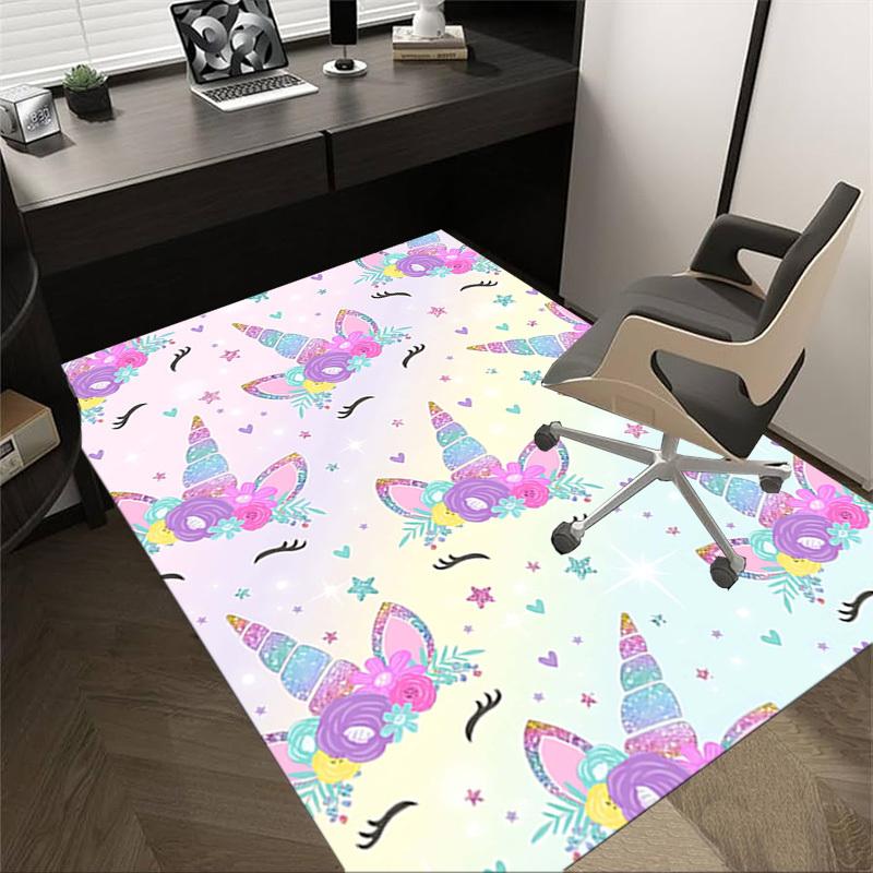

1PC Unicorn Flowers Extra Large Non-Slip Floor carpet, Office, family, bedroom, Studio Large Area Rug,Longlasting Material-J0322 60cm by 90cm