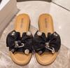 Fashion Cow Leather Sandals 2025 New Women's Slippers Bow Large Size 35-43 Beef Tendon Sole Soft Sole Geunine Leather Slippers