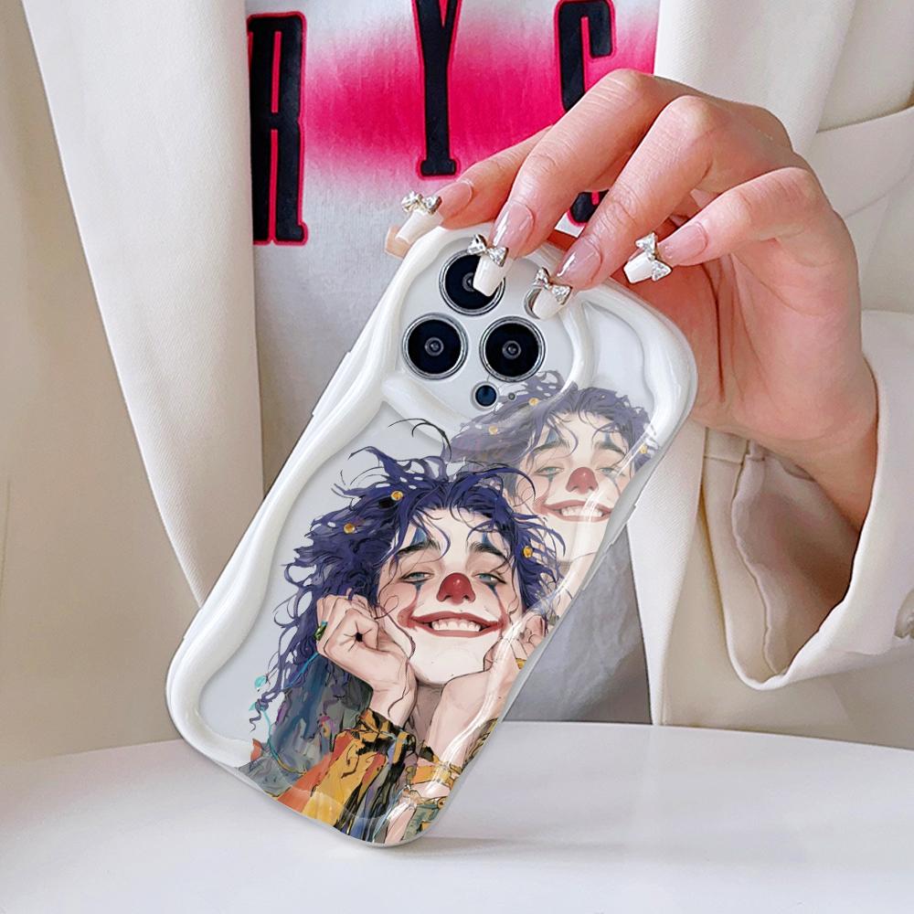 Kreslený vzor krémová textúra puzdro vlnitý okraj mäkký silikónový obal puzdro na telefón pre iPhone Samsung Huawei Honor Xiaomi Redmi Infinix Tecno