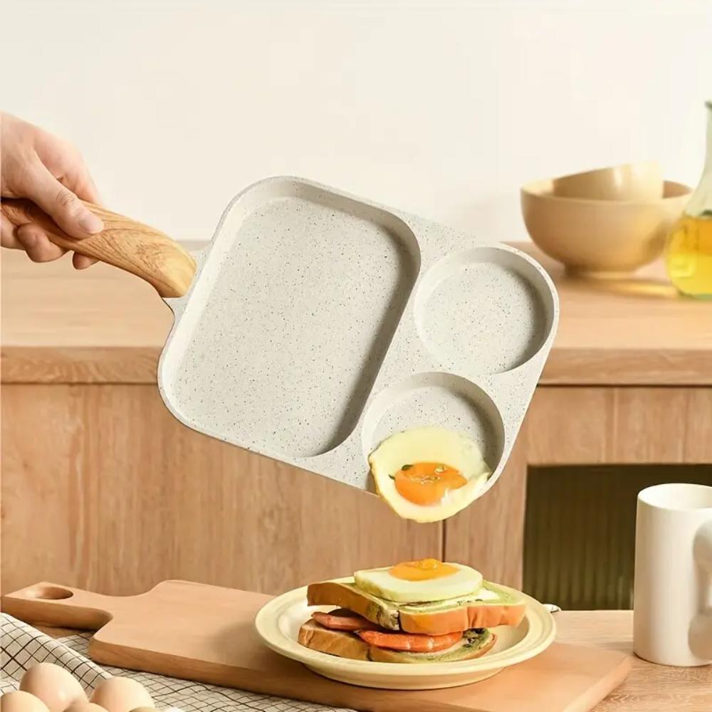 3-in-1 Breakfast Pan, Non-Stick Aluminum, Induction & Gas Range Compatible, Egg & Steak Skillet, Hand Wash Only, Kitchen Cookwar