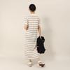 Champion Casual Short Sleeve Cotton USA Crew Neck Garment Wash Striped Dress In Natural Women's (CW-B309)