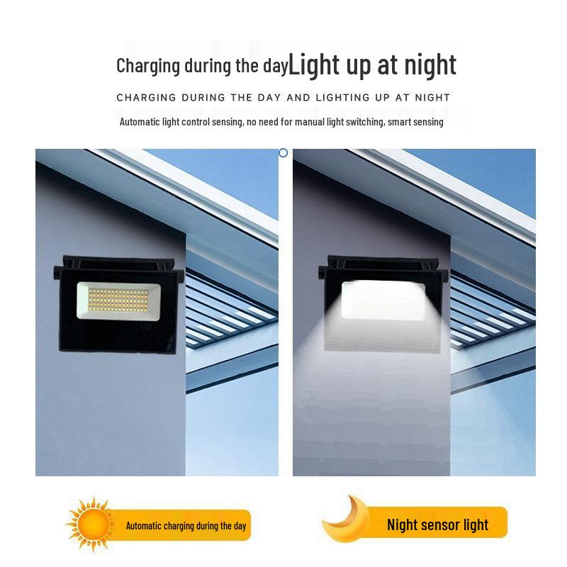 Foldable Solar LED Floodlight with Remote, Motion Sensor, and Outdoor Wall Mount for Garden Lighting