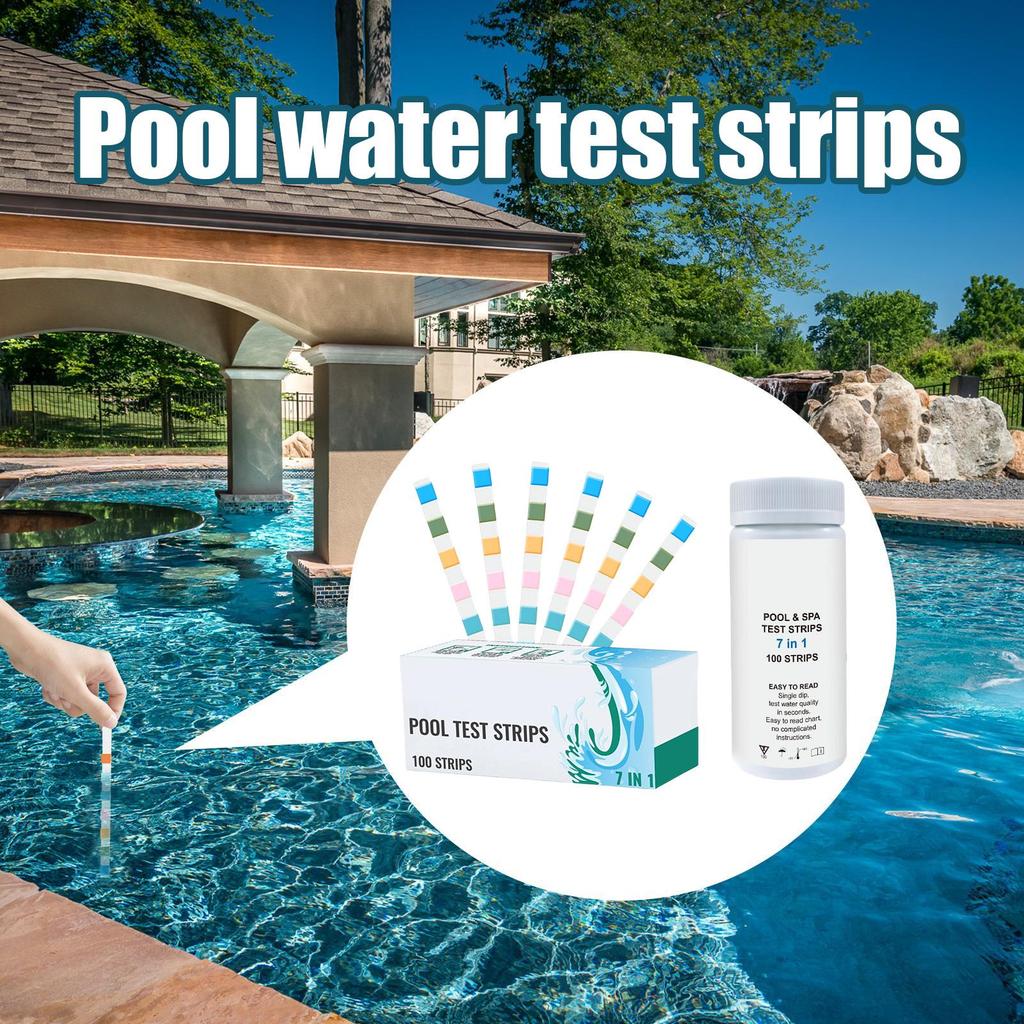 Pool Testing Strips 100-Piece Pool Water Testing Strips Multifunctional Hot Tub Quick Tester Monitoring Tools For Backyard Spa
